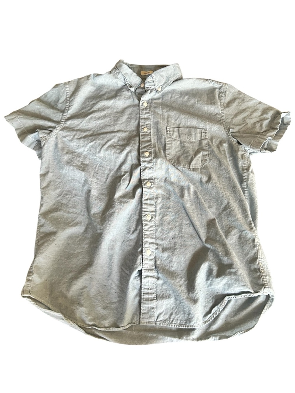 J. Crew light blue with speckled print short sleeve button down
